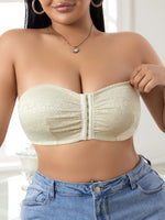 Lace Strapless Women's Bra Bandeau Unpadded Front Closure Push Up Bralette Non-Slip Lingerie