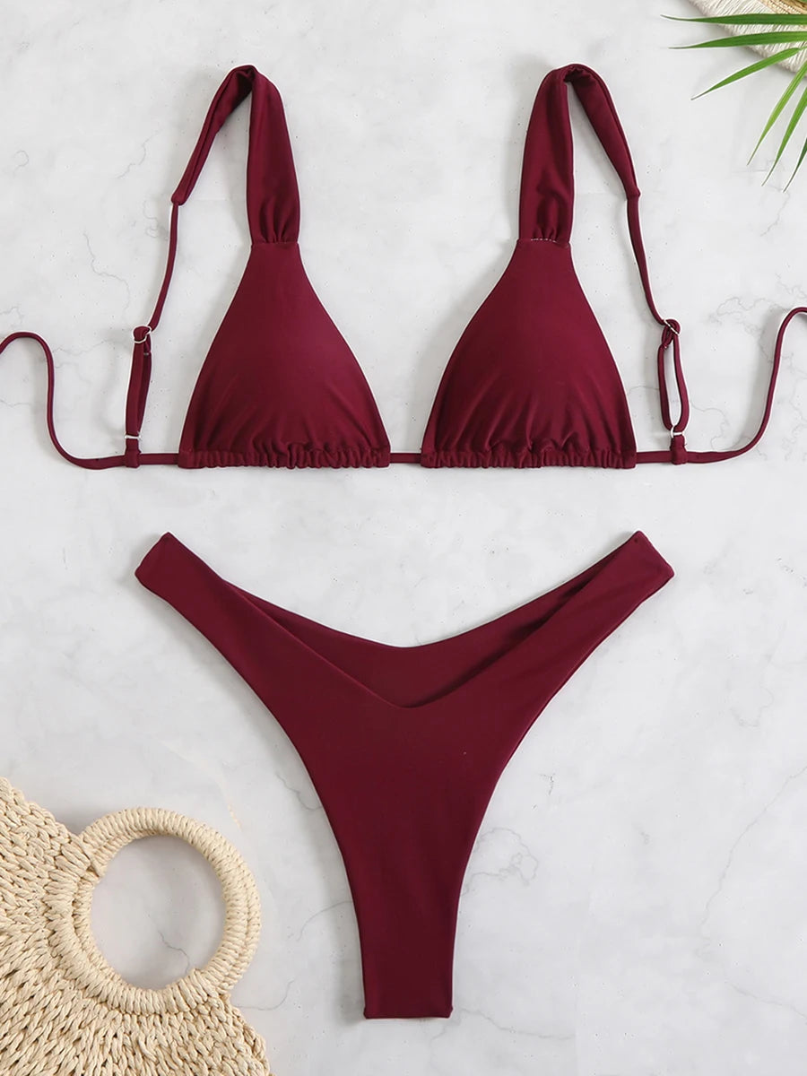 2026 Triangle Strappy Bikini Women Sexy Swimwear Female Brazilian Swimsuit Bathers Bathing Swimming Swim Suit Beachwear Summer