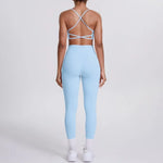Women's Seamless Yoga Set Cross Back Sports Bra & High Waist Booty Lifting Yoga Leggings Gym Running Fitness Workout Outfit