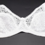 Plus Size Women Lace Bras Perspective Breathable Lager Bosom Bralette Underwired Embroidery Silky Touch BH Top B C D DD E F Cup