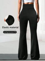 Criss Cross Stretch Flare Pants Minimalist High Waist Commute Yoga Trousers Sexy Casual Sports Leggings For Womens Slim Figures