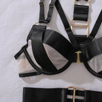 Toucheart Erotic Lingerie Stylish Metal Buckledecoration Personalized Bundled Steelring Push-up See-through Split Underwear Set