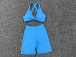 Seamless Yoga Fitness Sets Women High Waist Hip-Lifting Shorts & Sports Bra Workout for Running Gym