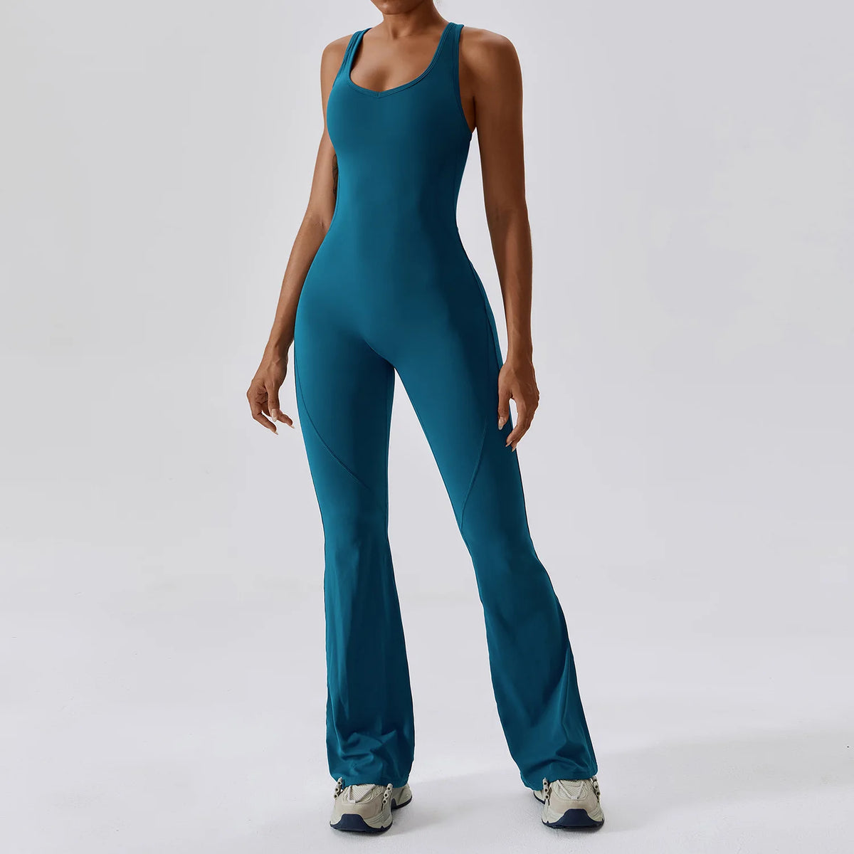 Jumpsuit Fitting Yoga Suit Dance Women Bodysuit Workout Sports Fitness Set Hip Lifting Gym Running Breathable Vest Flared Pants