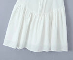 Foridol Bowknot Smocked White Short Dress Women Summer Cotton Mini Sleeveless Tank Sundress Beach Chic Buttons Dress for Petite