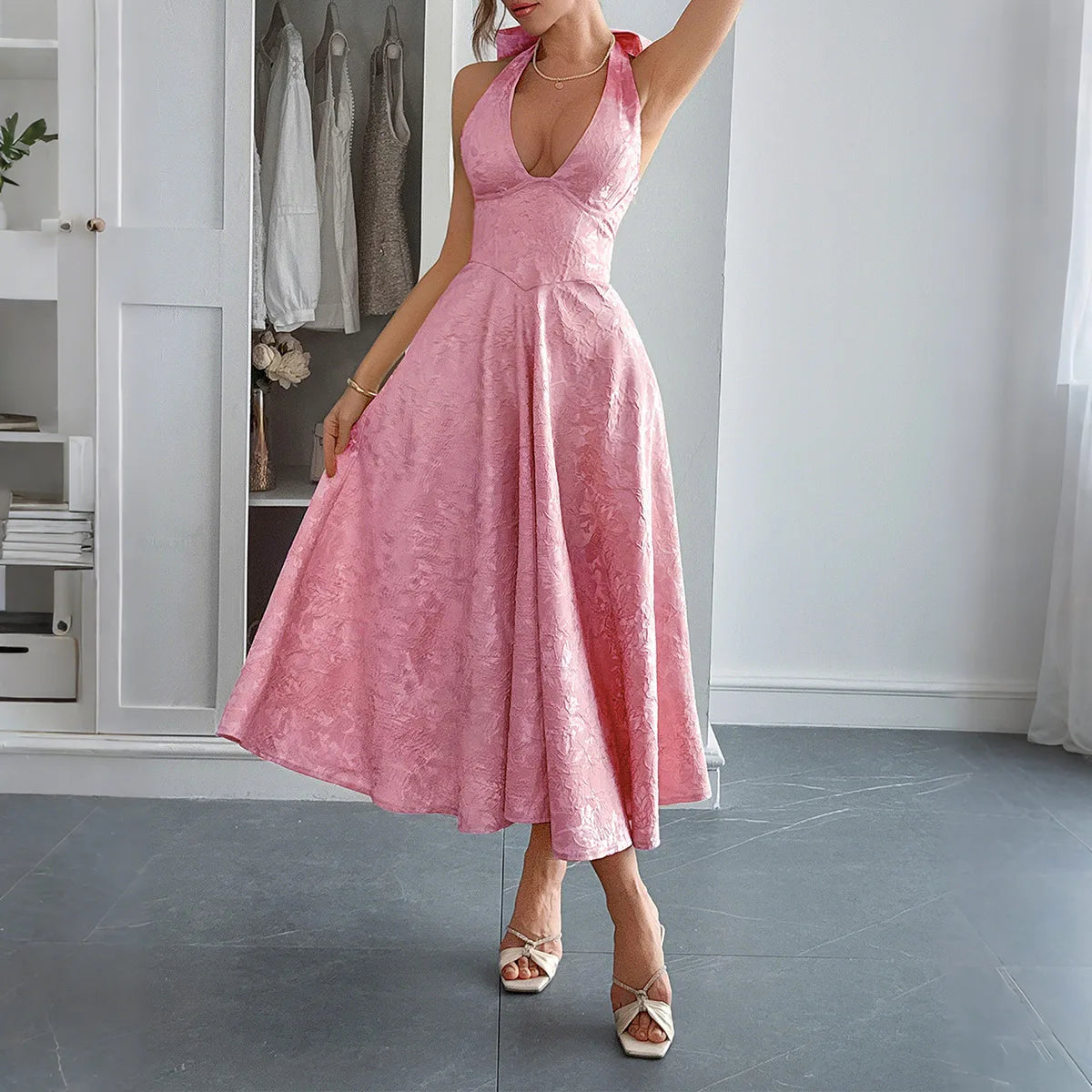 White Jacquard Backless Bow Evening Party Dress Women Robes Backless Elegant Sexy Dress Bodycon Long Summer Dress Vestidos