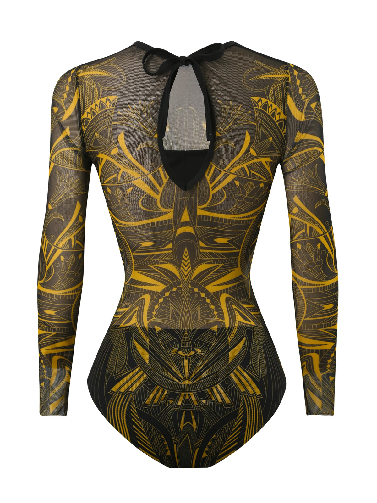 2026 Printed Mesh Swimsuit One Piece & Beach Dress Long Sleeves Swimwear Women Bathing Swimming Swim Suit Padded Beachwear