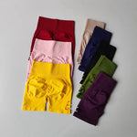 Women's High-Waist Yoga Fitness Shorts Peach Hip Lifting Perforated Elastic Breathable Three-Quarter Length Sporty Shorts