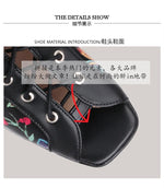 White Floral Embroidered Peep Toe Lace-Up Chunky Block Heel Platform Hollow Out Ankle Sandal Boots for Women