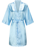 Luxury Bridal Short Robe Wedding Day Diamond Feather Dressing Gown Silk Satin Whi
