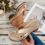 Women Open Toe Beach Shoes Woman FootwearWomen's Flip Flops Chunky High Heels OpenToe Block