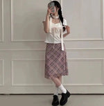 Sweet Skirts Chic Plaid Mini Skirt High Waist A-Line Korean Sle Commute Spring New Arrival Women's Fashion Mid-Length Skirts I3G
