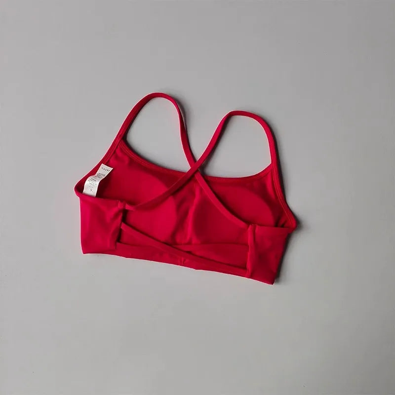 Women's Sexy Cross Backless Yoga Sports Bra Quick Drying Skin Friendly Nude Fitness Bra for Active Wear