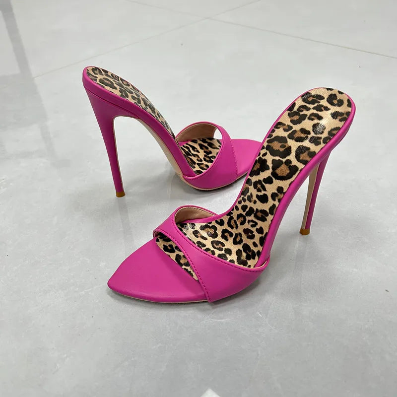 Sexy 12cm high heels shoes women slippers pointed toe dress dating party fashion sexy women sandals handmade plus size