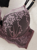 3-Pack Women's Underwear Set Lace Floral Fabric Push-Up Bra for Women Underwire Unpadded Sexy Lingerie Set
