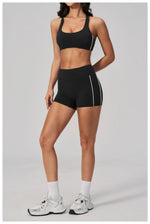 Quick Drying Shaved Tight Yoga Suit for Women Color Contrast Slim Sports Bra High Waist Shorts Running Fitness Suits Tracksuit