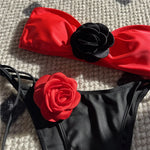Sexy Flower Bandeau Swimwear Thong Bikini 2026 Women Lace-up Swimsuit Swimming Bathing Suit Brazilian Bikinis Sets Mujer Biquini
