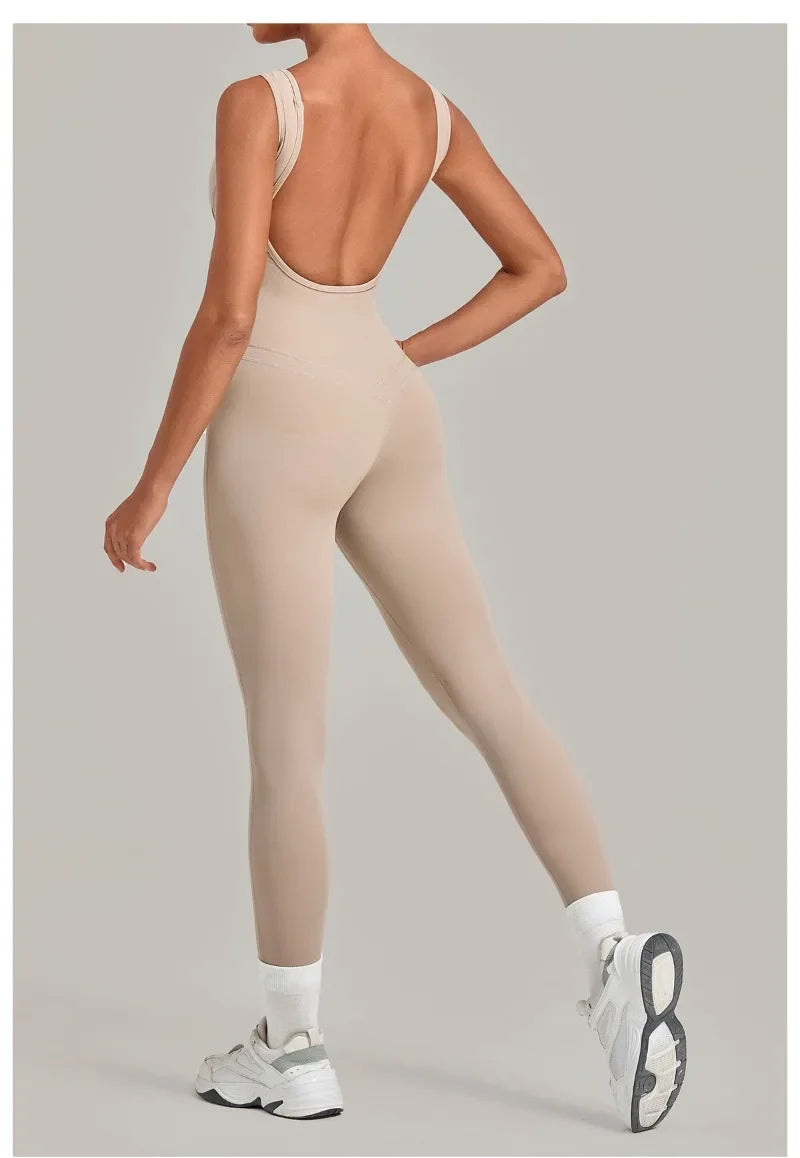 Women's Seamless Yoga Jumpsuits Fitness Sports Hip-lifting Beauty Back Sleeveless One-Piece Training Workout Running Bodysuits