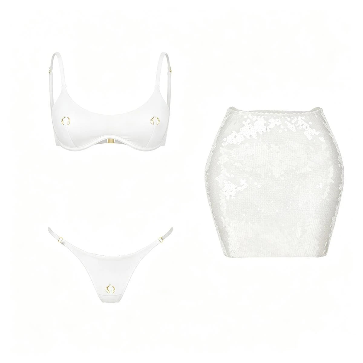 Sexy 3Pcs Swimsuit With Mini Skirt Women Bikini Push Up Swimwear Solid Biquini High Cut Monokini Swim Suit Bathingsuit Beachwear
