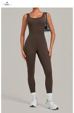 Summer Tight Yoga Jumpsuit Women Hollow Out Exposed Back Fitness Clothing Outwear Gym Running Workout Sports One Piece Suits