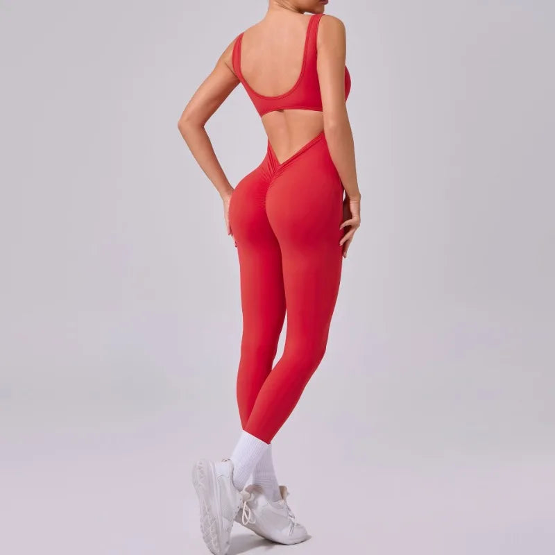 Seamless Yoga Jumpsuits Sports Fitness Hip-lifting Hollow Beauty Back One-piece Workout Running Gym Leggings Bodysuits for Women