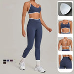 Women's Seamless Yoga Sets Sports Fitness Gym Sleeveless Vest Hip-lifting Slim Fit Pants Suits Running Training Workout Sets