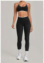 Women's Seamless Yoga Sets Sports Fitness Gym Sleeveless Vest Hip-lifting Slim Fit Pants Suits Running Training Workout Sets