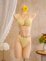 Sexy White Lace Bikini Set 2026 Women Beach Starfish Push Up Bra Swimsuit Holiday Bathing Suit Pleate Cover Up 3 Piece Swimwear