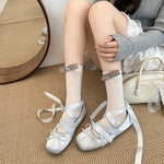 2026 Women Satin Ballet Shoes Breathable Lightweight Ribbon Lace Up Non Slip Square Toe for Office Summer Daily All Season Wear