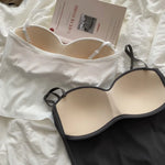Women Tops With Built In Bra Ice Silk Tube Top Seamless Bra Femal Comfort Underwear Wirefree Padded Brassiere Sexy Crop Top
