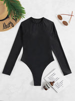New Long Sleeve G String Diamond Bikini Female Backless Swimwear One Piece Swimsuit Women Monokini Sexy Bather Bathing Suit Swim
