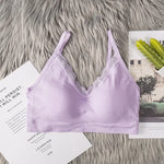 Women's Lace V Neck Rib Camisole Tube Top Bralette Criss Cross Back Removable Foam Pads Wireless Thin Straps Tube Bra