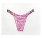 Rhinestone Lace Letter Sexy G String Women Panties Seamless Girls Underwear Transparent Thong For Female Low Rise Ladies Briefs