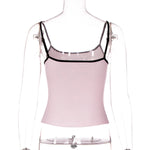 FDYOUI Y2K Camisole Tops for Women Spaghetti Strap Letter Print Pink Corset Y2K Streetwear Girls Backless Cropped Tank Top Black