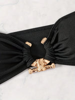 ZTVitality Sexy Bandeau Rib Knit Tie Side Black Bikini Set 2024 Biquini New Arrival Padded Strapless Swimsuit Women's Swimwear
