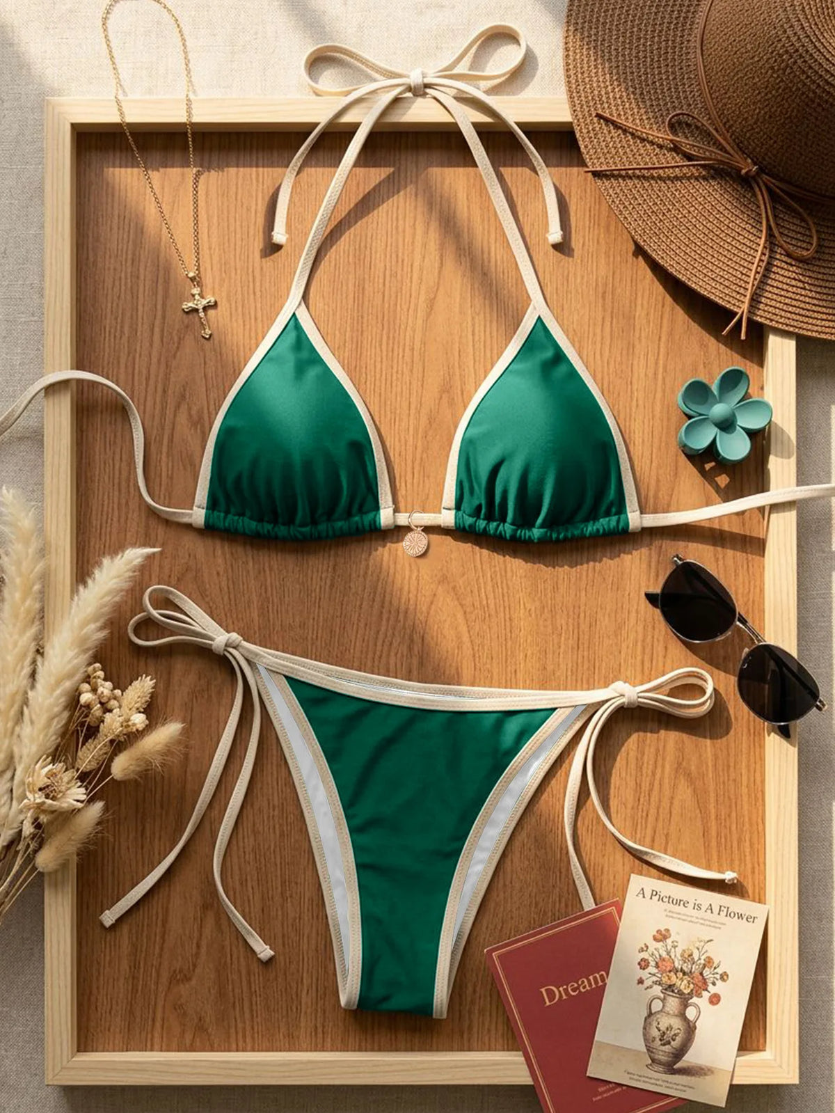 Sexy Navy Patchwork Bikini Set 2026 Women Halter Push Up Bra Triangle Swimsuit Brazilian Beach Bathing Suit Micro Swimwear
