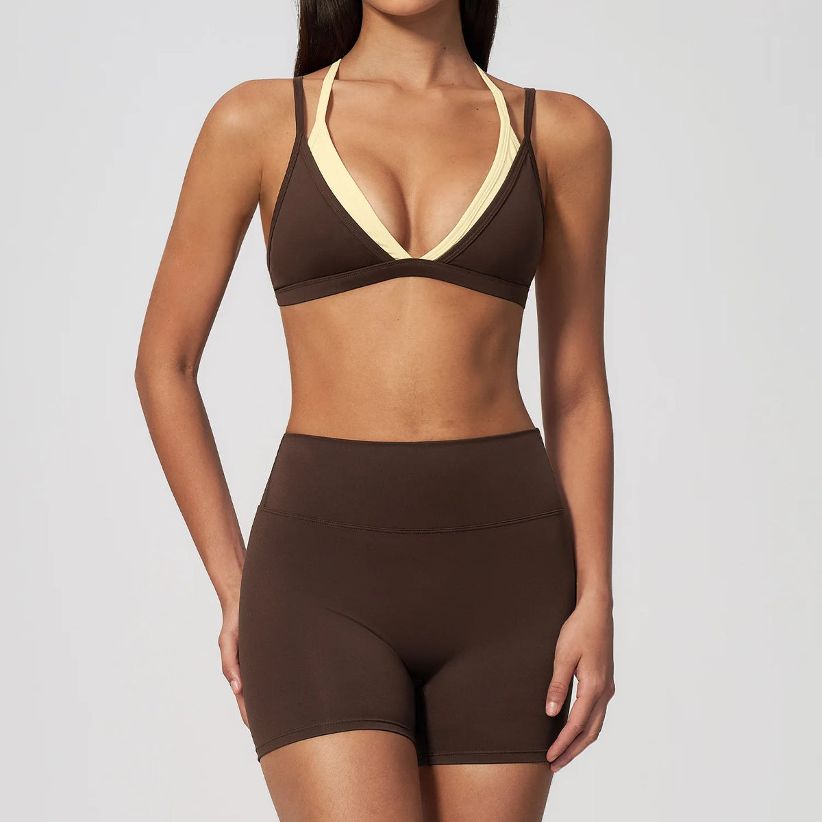 Women 2PCS Yoga Suit Double Strap Shockproof Sports Bra High Waist Tigh Short Fitness Suit Gym Running Leggings Tracksuits