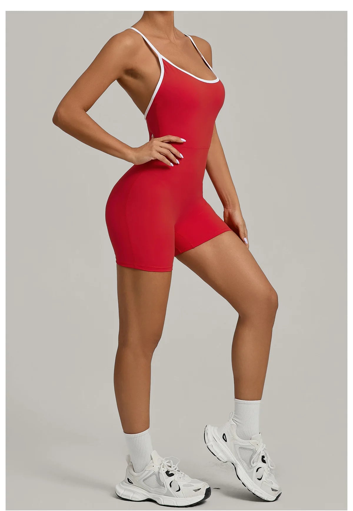 Spring/summer Women's Contrasting Yoga Jumpsuit Hollow Out Cross Back Camisole One Piece Sports Suit Hip Lifting Fitness Romper