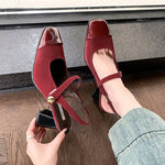 Summer High Heel Women Sandals Fashion Square Toe Shoes Design Style Banquet Party Sandalias Shoes