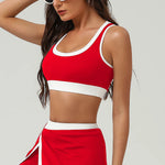 Women Contrast Color Elastic Fitness Gym Training Yoga Padded Top Clothes Casual Outdoor Workout Sport Bra