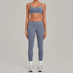 Women's Seamless Yoga Set Sports Fitness High Waist Butt-Lifting Leggings Pants Sets Workout Training Beautiful Back Bra Suits