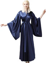 Solid Color Sleepwear Robe Lace Up Peignoirs For Women Pajama Flare Sleeves Bathrobes Female Nightwear Elegant Loungewear