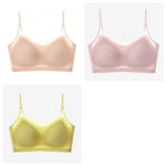 3Pcs/Set Ultra-thin Bras Women Ice Silk Small Chest Underwear Sexy Lingerie Padded Seamless Bra Summer Tube Top