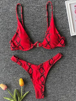 High Cut V-bar Underwired Bikini Women Swimsuit Female Micro Thong Swimwear Two-pieces Bikini Set Push Up Bathing Suit Swim Lady