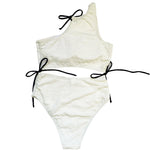 Sexy White High Waist Swimwear String Lace Up Bikinis Sets Woman 2026 Asymmetric Neck Swimsuits Bathing Suit Bikini Mujer Bather