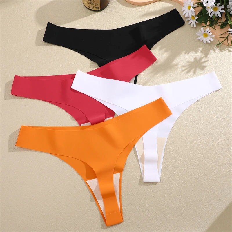 7PCS/Set Seamless Ice Silk Panties Women V-Waist Underwear Sexy Sports Briefs Panties Female Soft Ultra-thin Lingerie G-string