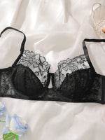 Women's embroidered lace plus size bra with steel ring gathering push up underwear suitable for full figured women MR2679