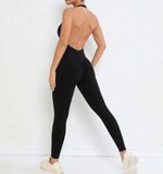 Women's Seamless Yoga Jumpsuits Sports Fitness Peach Hip-lifting Beauty Backless One-piece Pocket Tight Workout Gym Bodysuit