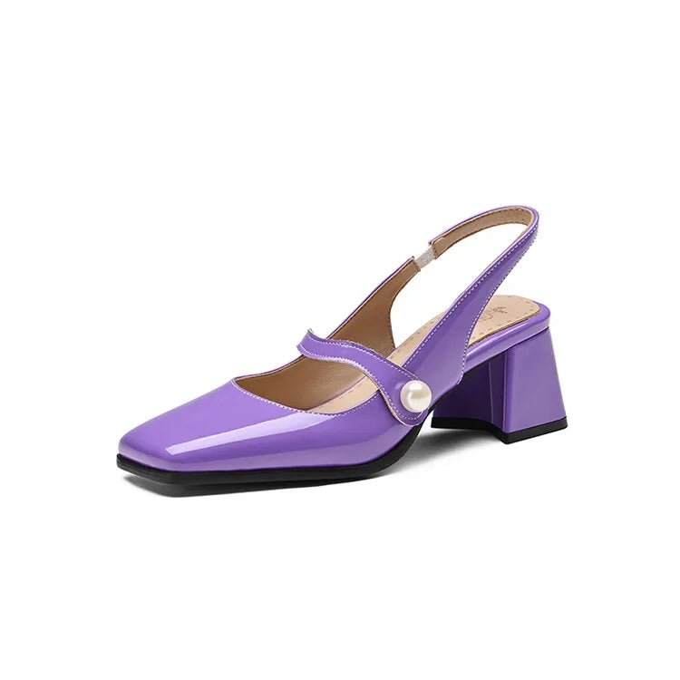 Elegant Slingback Sandals Women Summer Shoes Pink Black Silver Medium Heels Close Toe Office Party Shoes Female Large Size 45