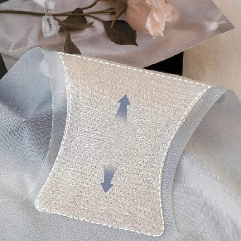 3Pcs/Set Women Ice Silk Briefs Scallop Trim Seamless Panties Ladies Underwear Lightweight Sexy Lingerie Female Underpants M-XL